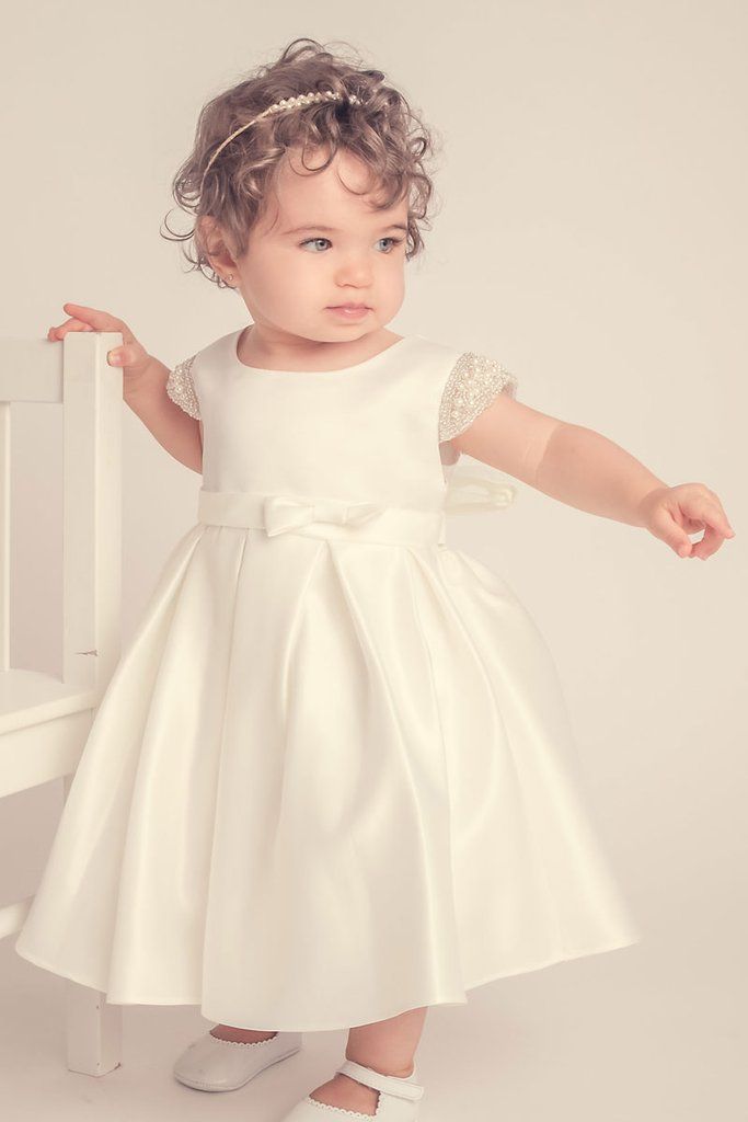 Elsie EK11 Pearl Satin Baby Dress | Sorrento Boutique